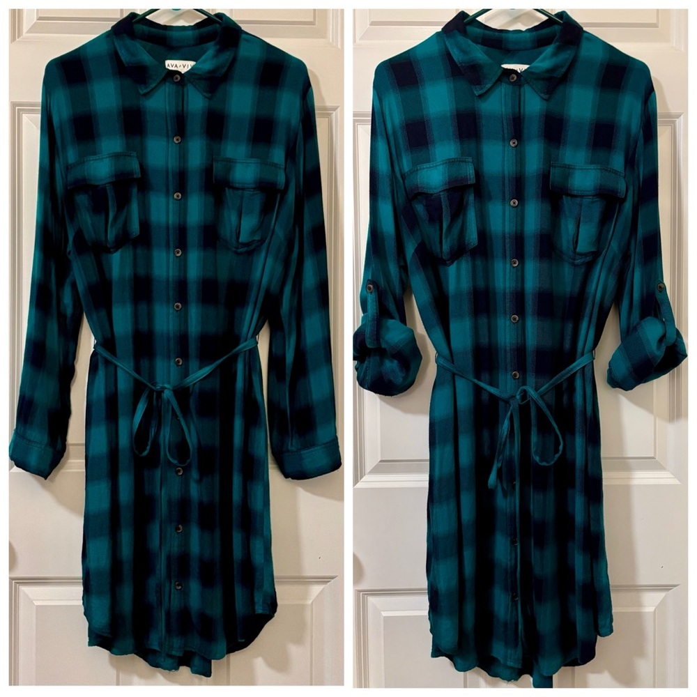 Ava & Viv Flannel Shirt Dress